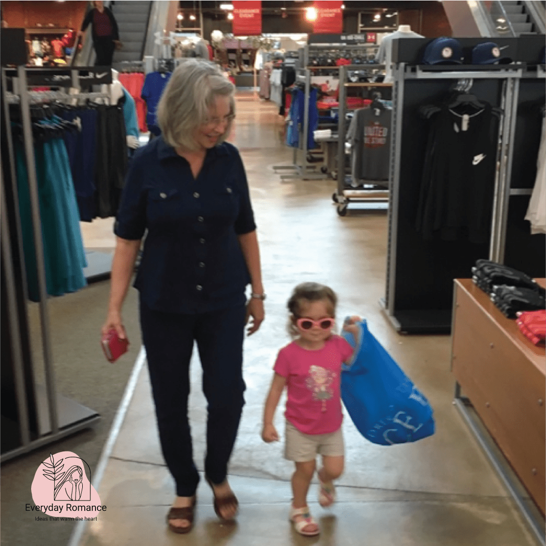 Grandmother walking with grandchild